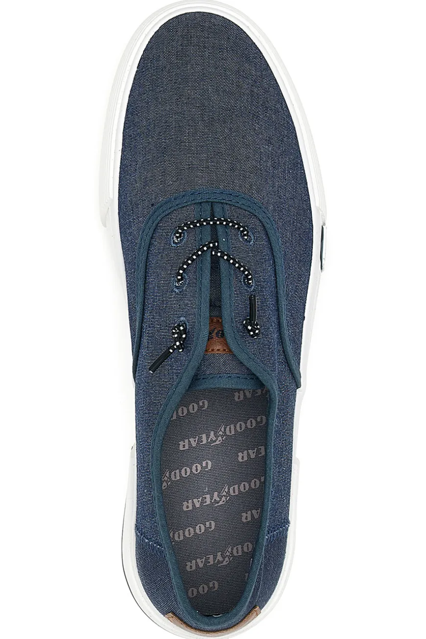 Blaue Jeans-Sneaker mit Goodyear-Schnürsenkeln 41036
