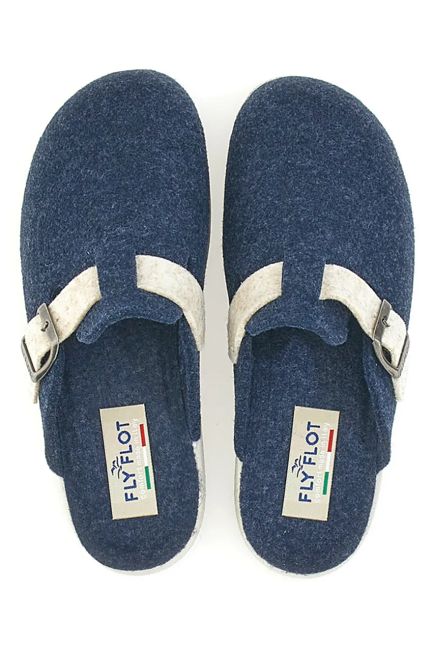 Blaue Stoffpantoffeln Made in Italy Fly Flot 5168