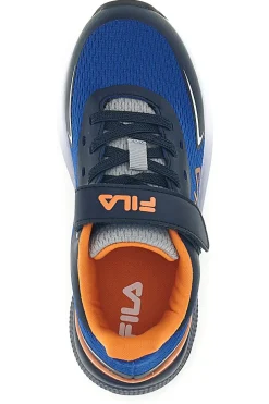 Blaue Turnschuhe mit Riemen und orangefarbenen Einsätzen Fila Crusher V Kids FFK0076
