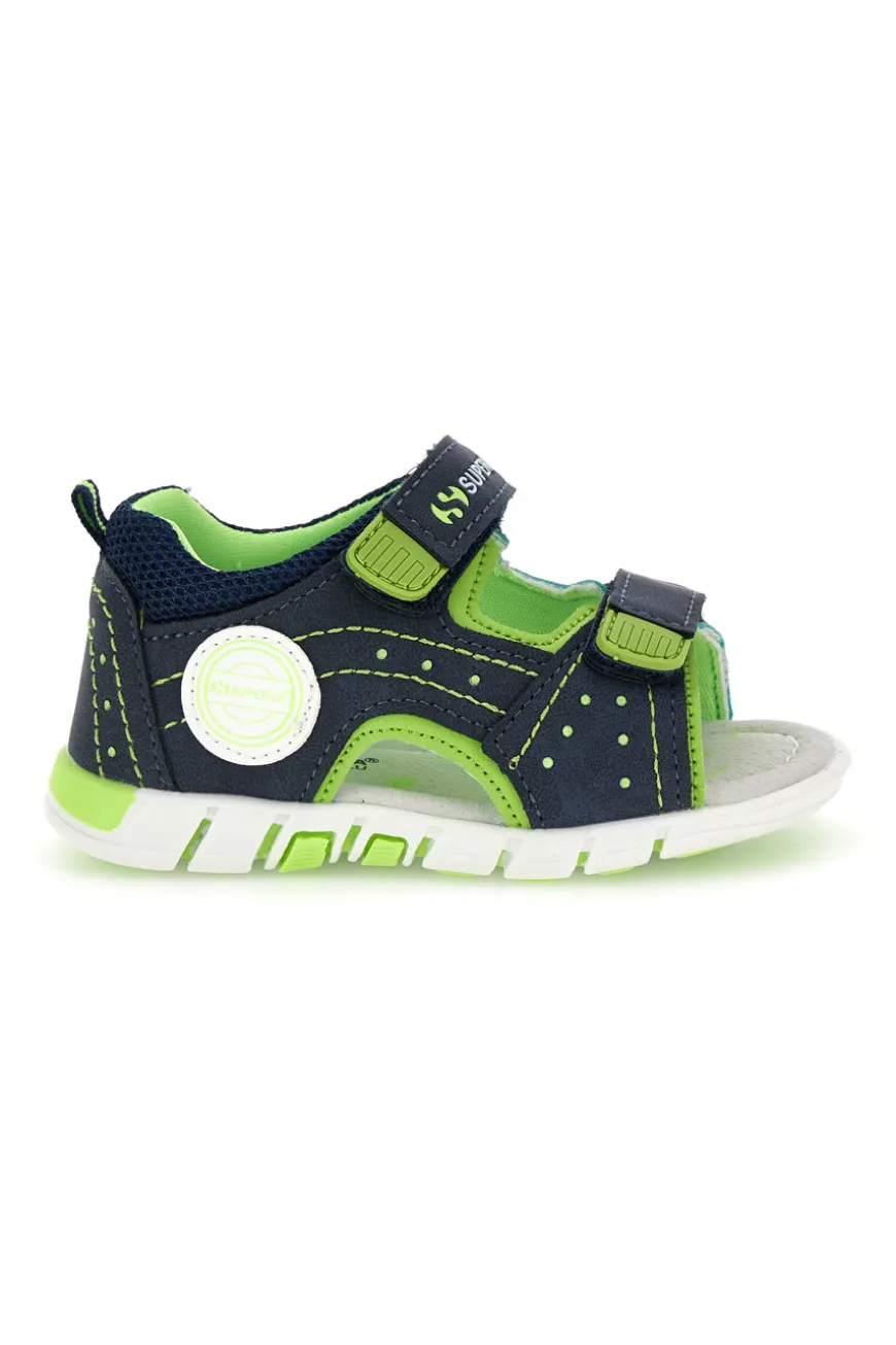 Blaue und grüne Superga Riemchensandalen S83U507