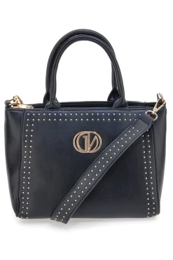 Borsa a mano nera con borchie e tracolla Guido Vietri K30,374,B016