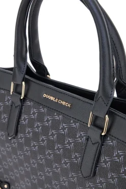 Borsa a Mano Nera Con Tracolla Rimovibile DOUBLE CHECK 18239-2