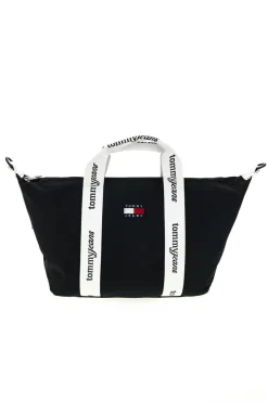 Borsa a Mano Nera in Tessuto con Bande Logo Tommy Jeans 18460