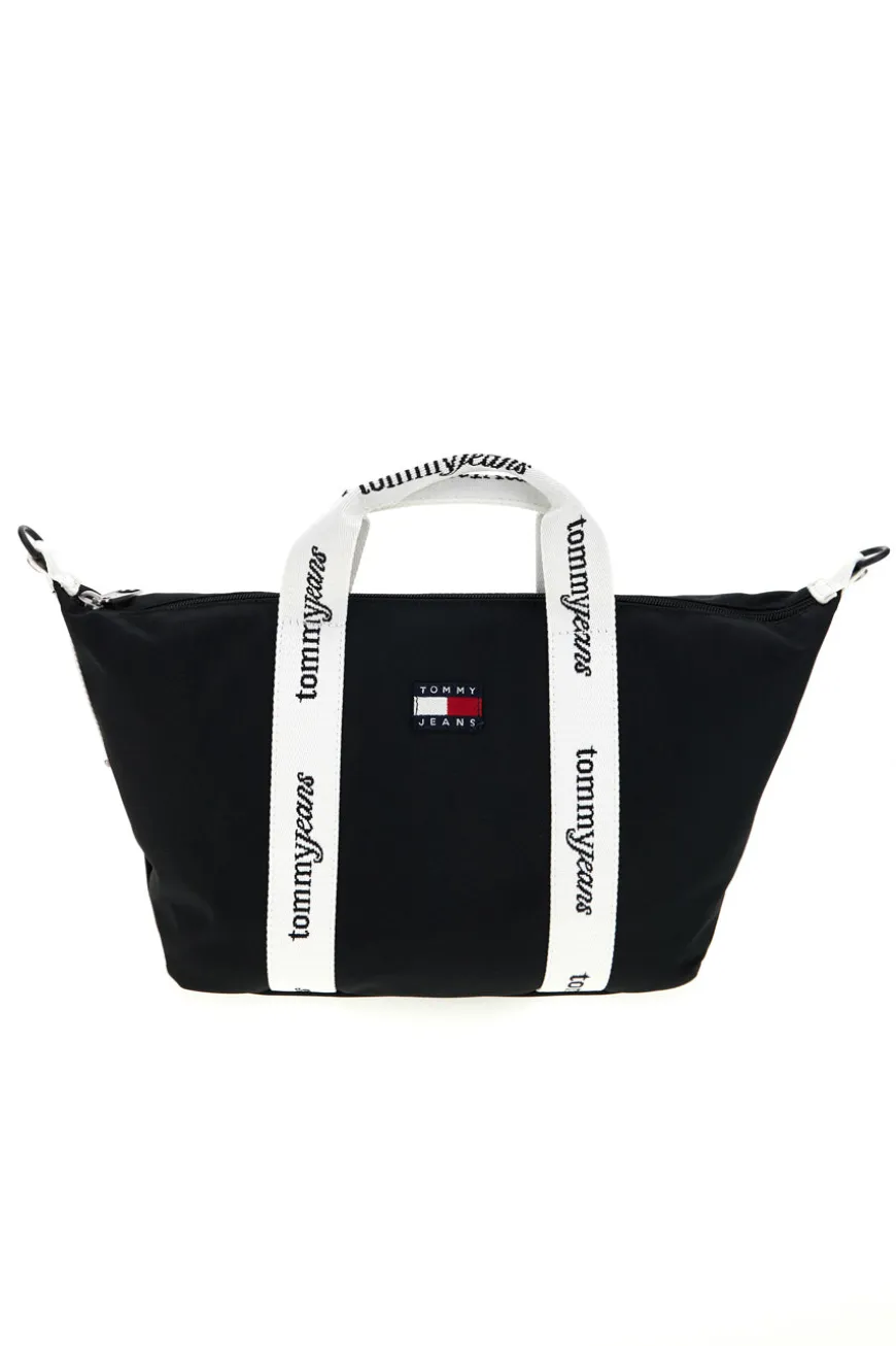 Borsa a Mano Nera in Tessuto con Bande Logo Tommy Jeans 18460