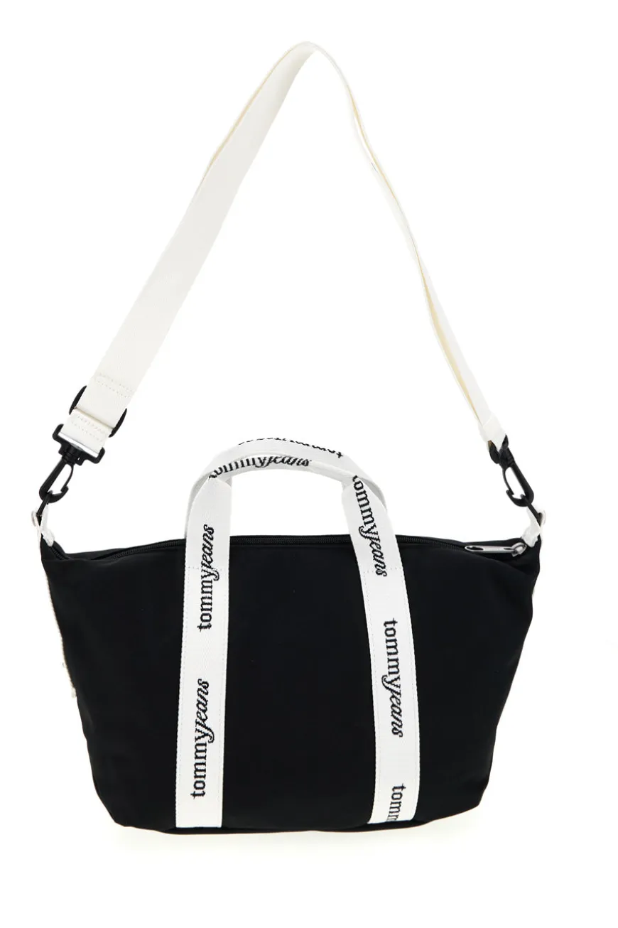 Borsa a Mano Nera in Tessuto con Bande Logo Tommy Jeans 18460