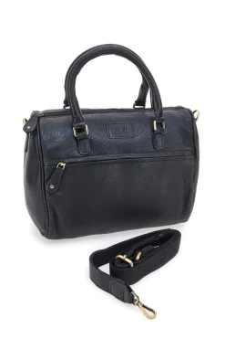 Borsa a mano nera in vera pelle artigianale con tracolla Basile BA3674DX