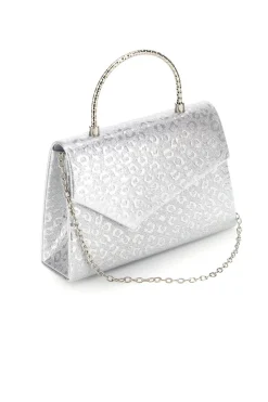 Borsa argento con texture animalier e tracolla a catena Nbg SERA/3488