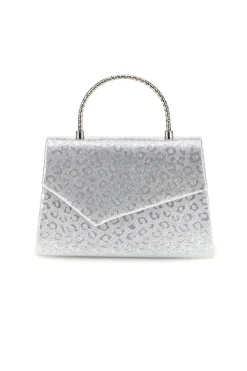 Borsa argento con texture animalier e tracolla a catena Nbg SERA/3488