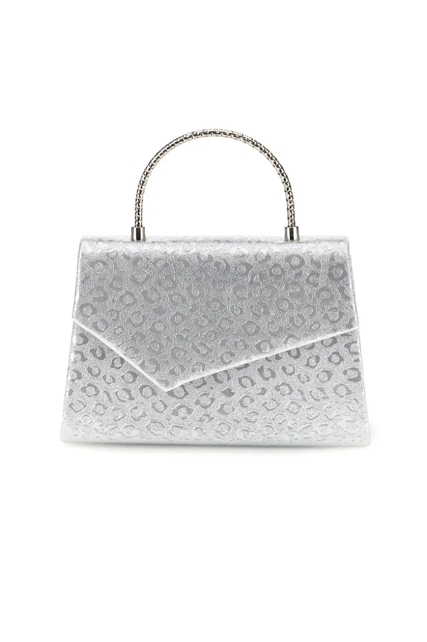 Borsa argento con texture animalier e tracolla a catena Nbg SERA/3488