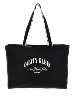 Borsa a spalla mare nera in tessuto Calvin klein 3348