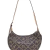 Borsa a spalla marrone stampa logo Giulia Pieralli R-335