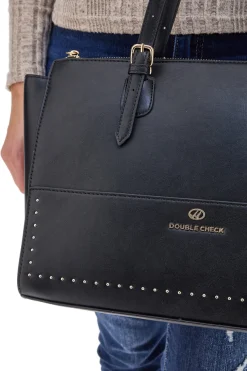 Borsa a spalla nera DOUBLE CHECK 18242-2