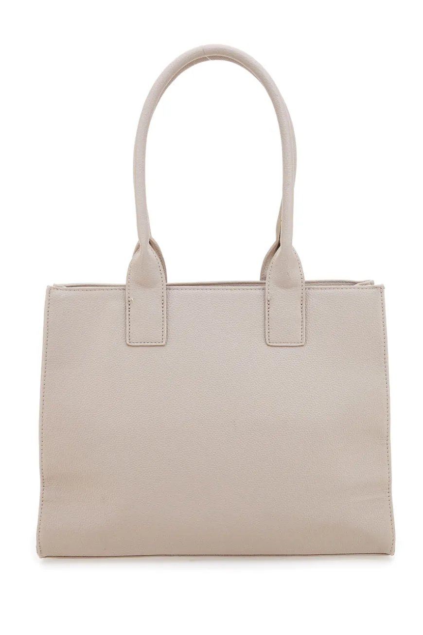 Borsa a spalla traforata beige con manici Lancetti LL25S-253-1