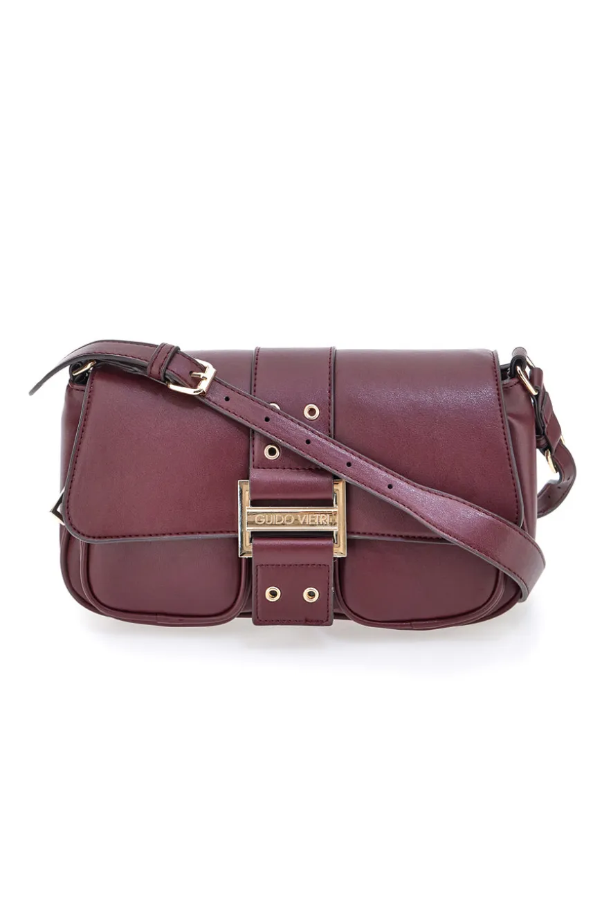 Borsa a tracolla bordeaux con tasche frontali Guido Vietri K30,365,B016