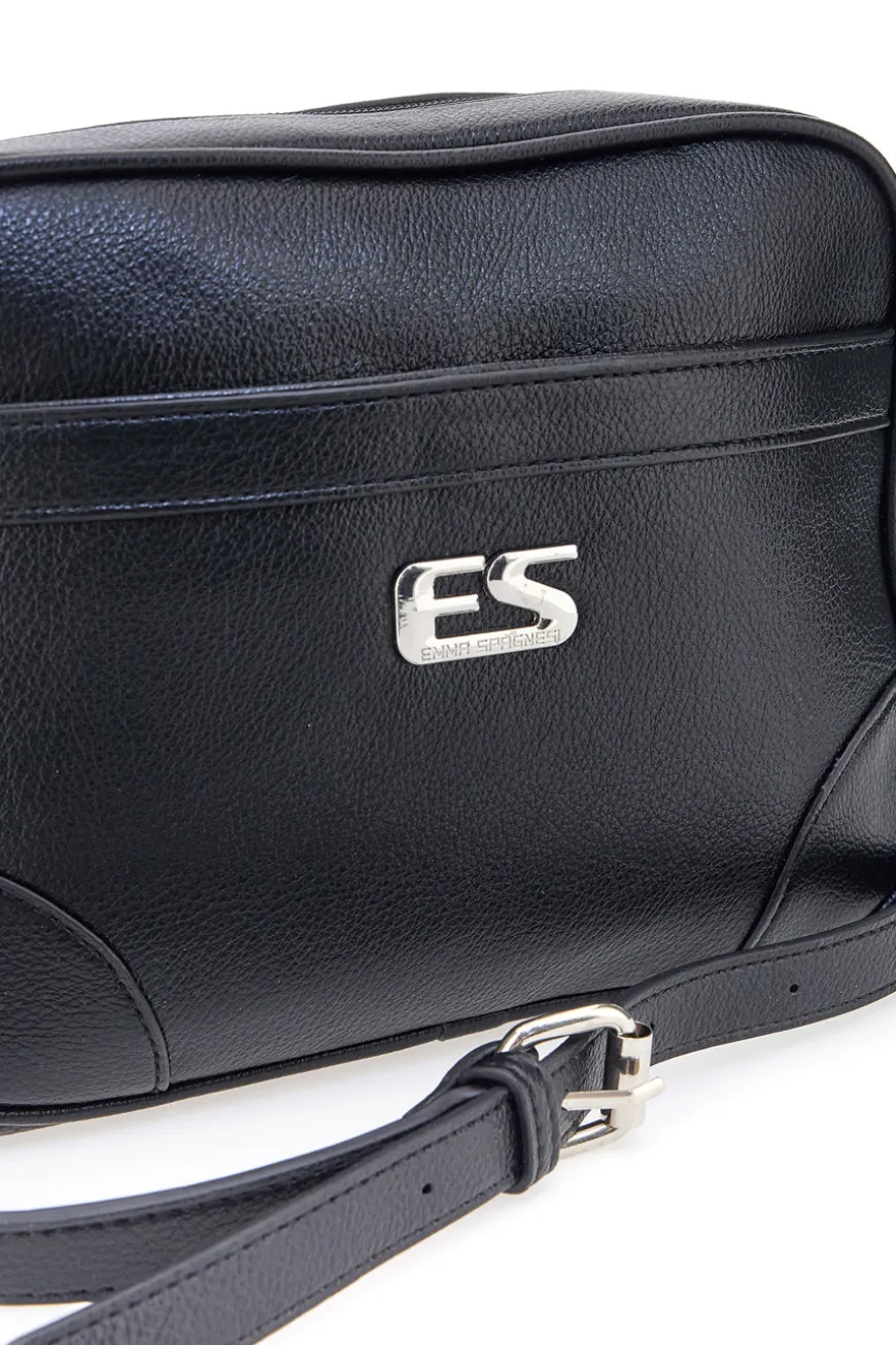Borsa a tracolla nera con tasca zip Emma spagnesi PU2783
