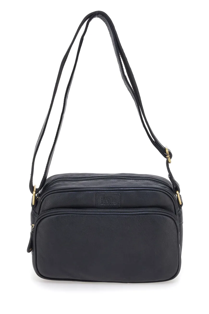 Borsa a tracolla nera in vera pelle artigianale Basile BA3540DX