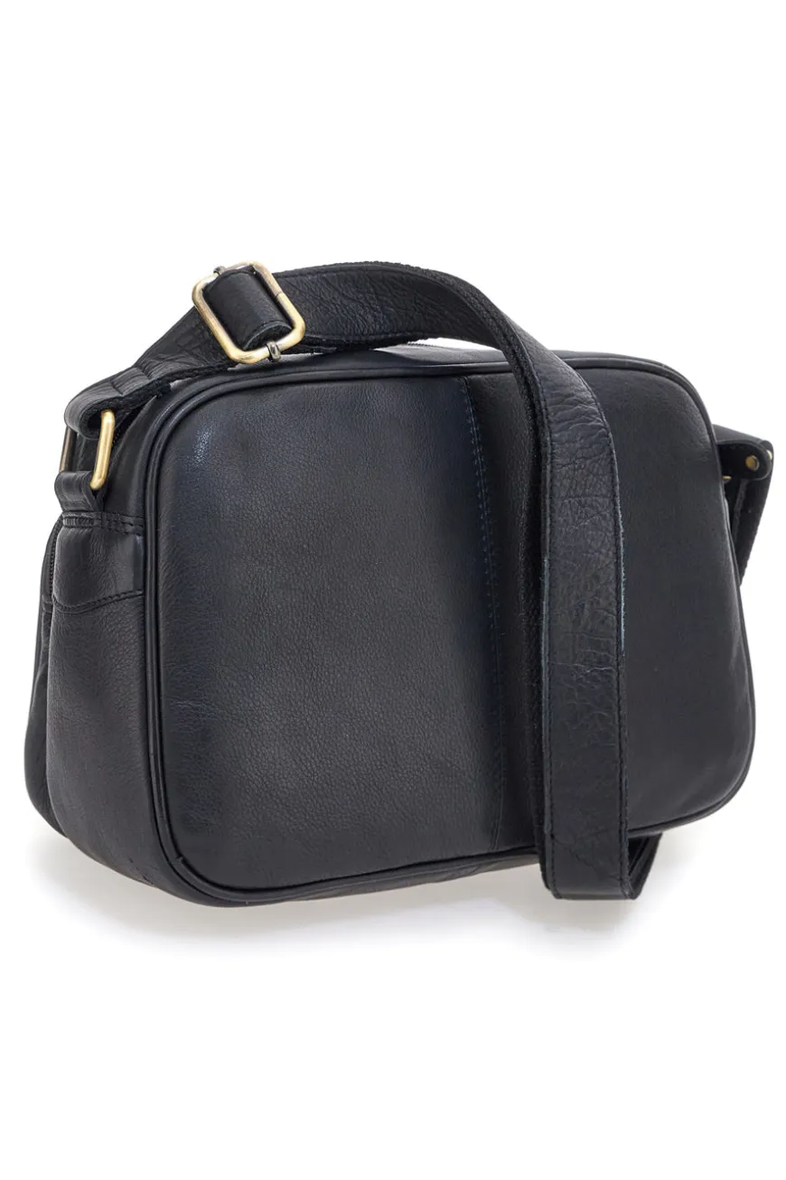 Borsa a tracolla nera in vera pelle artigianale Basile BA3540DX