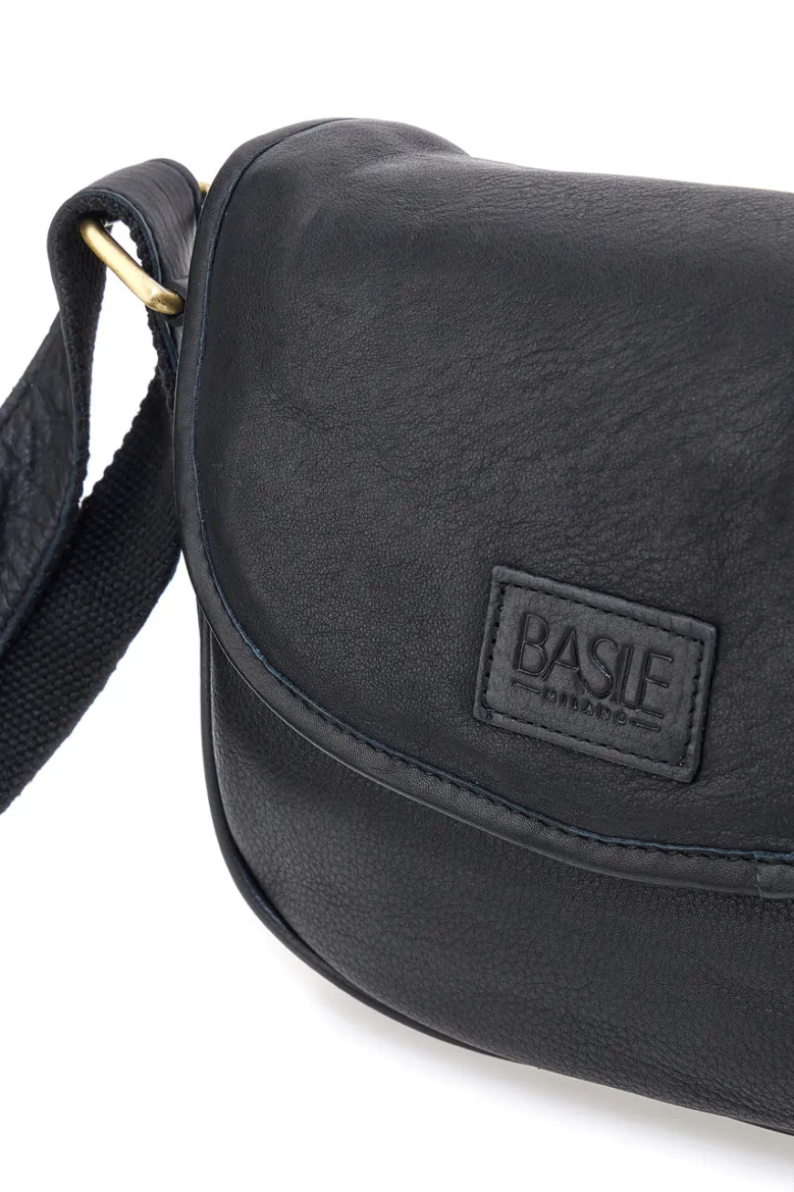 Borsa a tracolla nera in vera pelle artigianale Basile BA3542DX