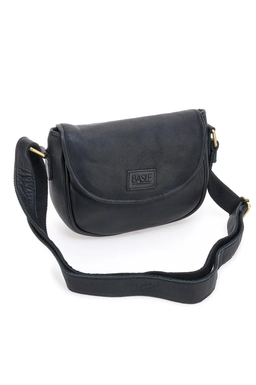 Borsa a tracolla nera in vera pelle artigianale Basile BA3542DX