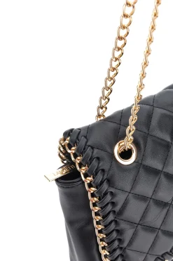 Borsa a tracolla Nera Trapuntata con Catena Dorata Lancetti 25S-259-3