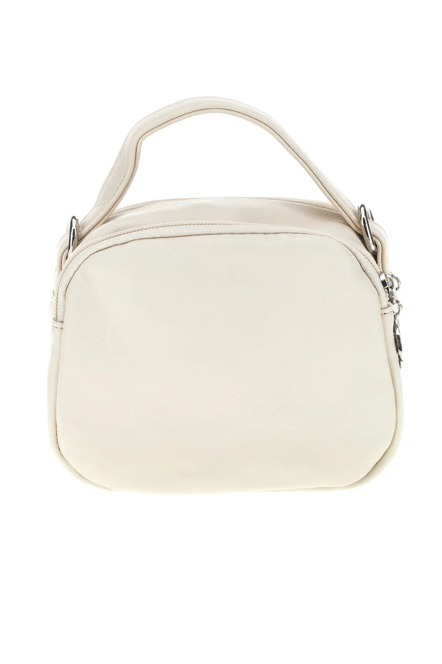 Borsa beige a mano con tracolla e zip multiple Emma spagnesi PU1808
