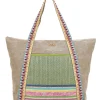 Borsa beige con inserti colorati e manici multicolor Basile BA22101