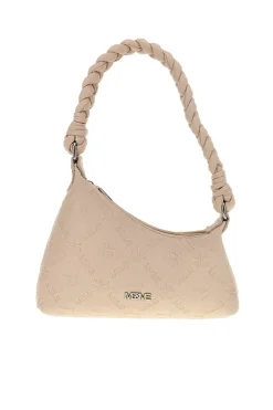 Borsa beige con manico intrecciato Me & me L4743