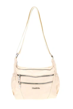 Borsa beige con zip multiple e tracolla regolabile Me & me spa 2332