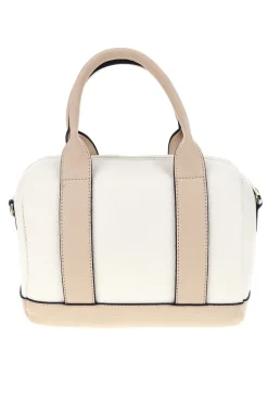 Borsa bianca inserti beige manici doppi Cotton belt 19,045,B028