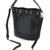 Borsa Bucket Nera con Coulisse e Dettagli Dorati Basile BA1277DOLL