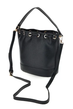 Borsa Bucket Nera con Coulisse e Dettagli Dorati Basile BA1277DOLL