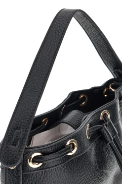 Borsa Bucket Nera con Coulisse e Dettagli Dorati Basile BA1277DOLL