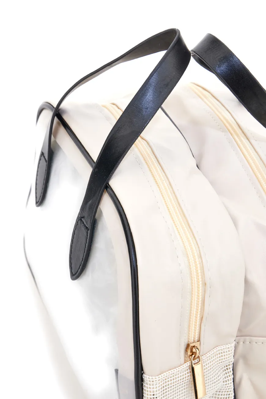 Borsa da viaggio beige con inserti trasparenti Juice Roma 099