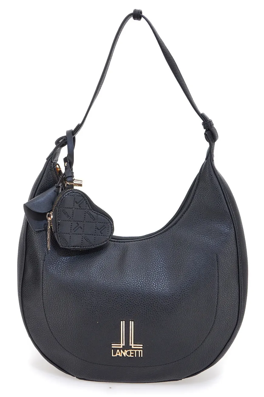 Borsa hobo nera con portamonete a cuore Lancetti LL25W-100-3