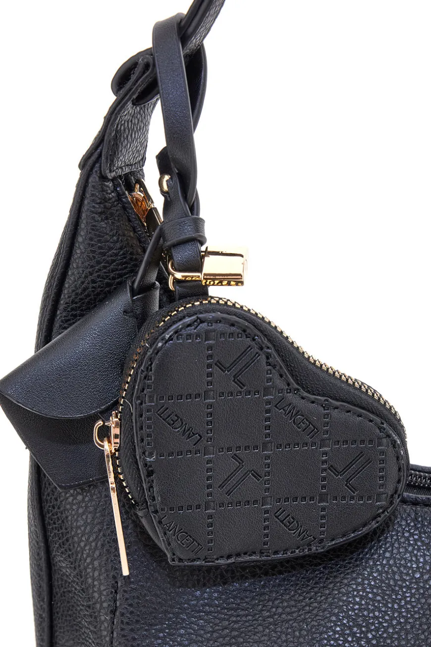 Borsa hobo nera con portamonete a cuore Lancetti LL25W-100-3