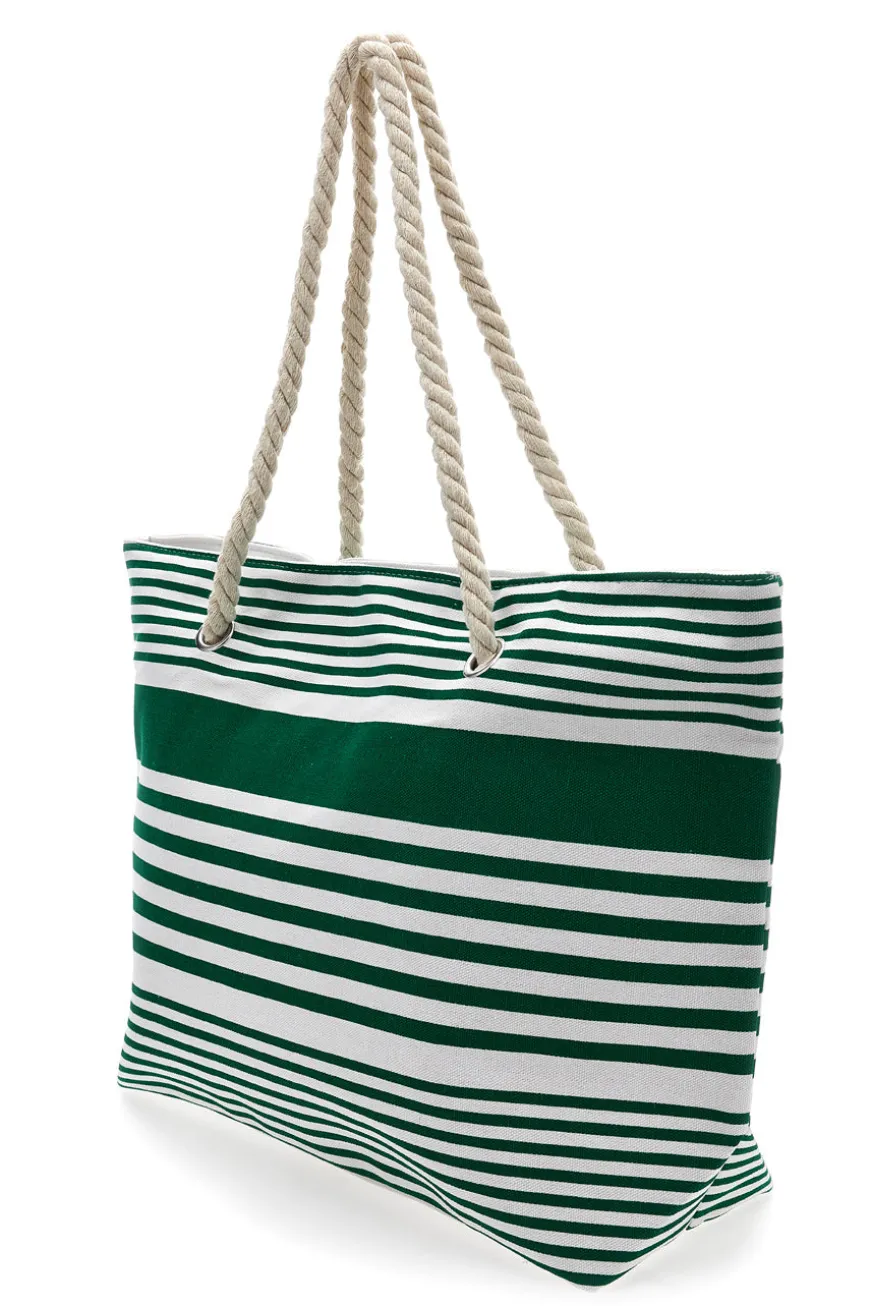 Borsa Mare Bianca e Verde A Righe Fun Beach XI Y005