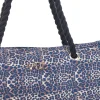 Borsa mare blu con stampa animalier e manici corda Basile BA23632