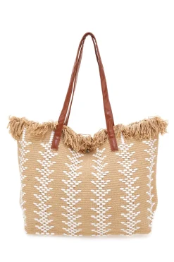 Borsa Mare con Frange Beige First Lady Y004