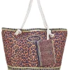 Borsa mare leopardata con manici corda Juice ITACA