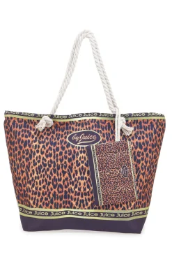 Borsa mare leopardata con manici corda Juice ITACA