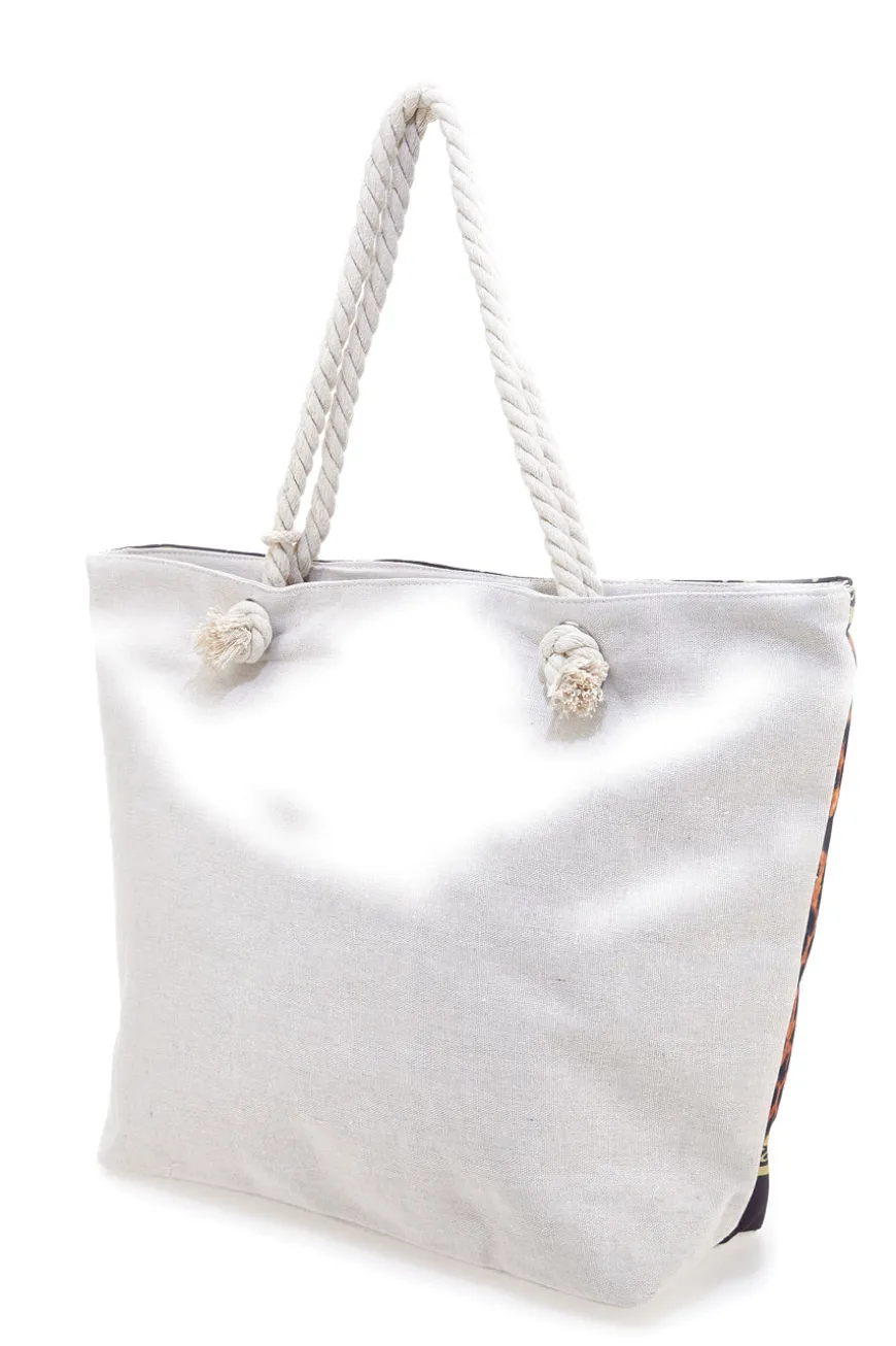 Borsa mare leopardata con manici corda Juice ITACA