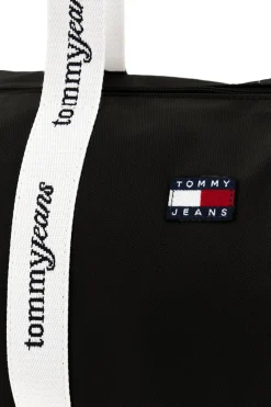 Borsa Mare Nera in Tessuto con Manici con Logo Tommy Jeans 18461