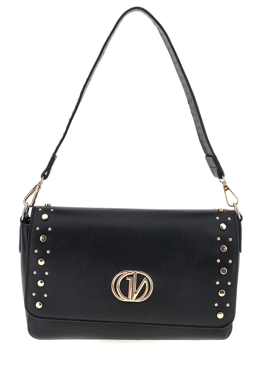 Borsa nera borchie e tracolla Guido vietri K30,376,B016