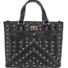 Borsa nera con borchie e tracolla removibile Lancetti CLASH