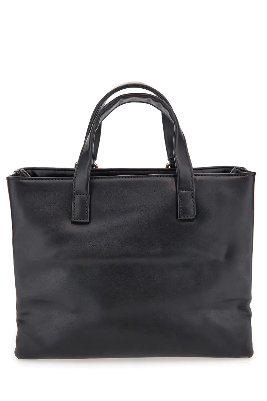 Borsa nera con borchie e tracolla removibile Lancetti CLASH