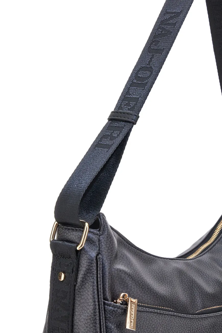 Borsa nera con charm e zip dorate Naj-Oleari 61329/BOBA13
