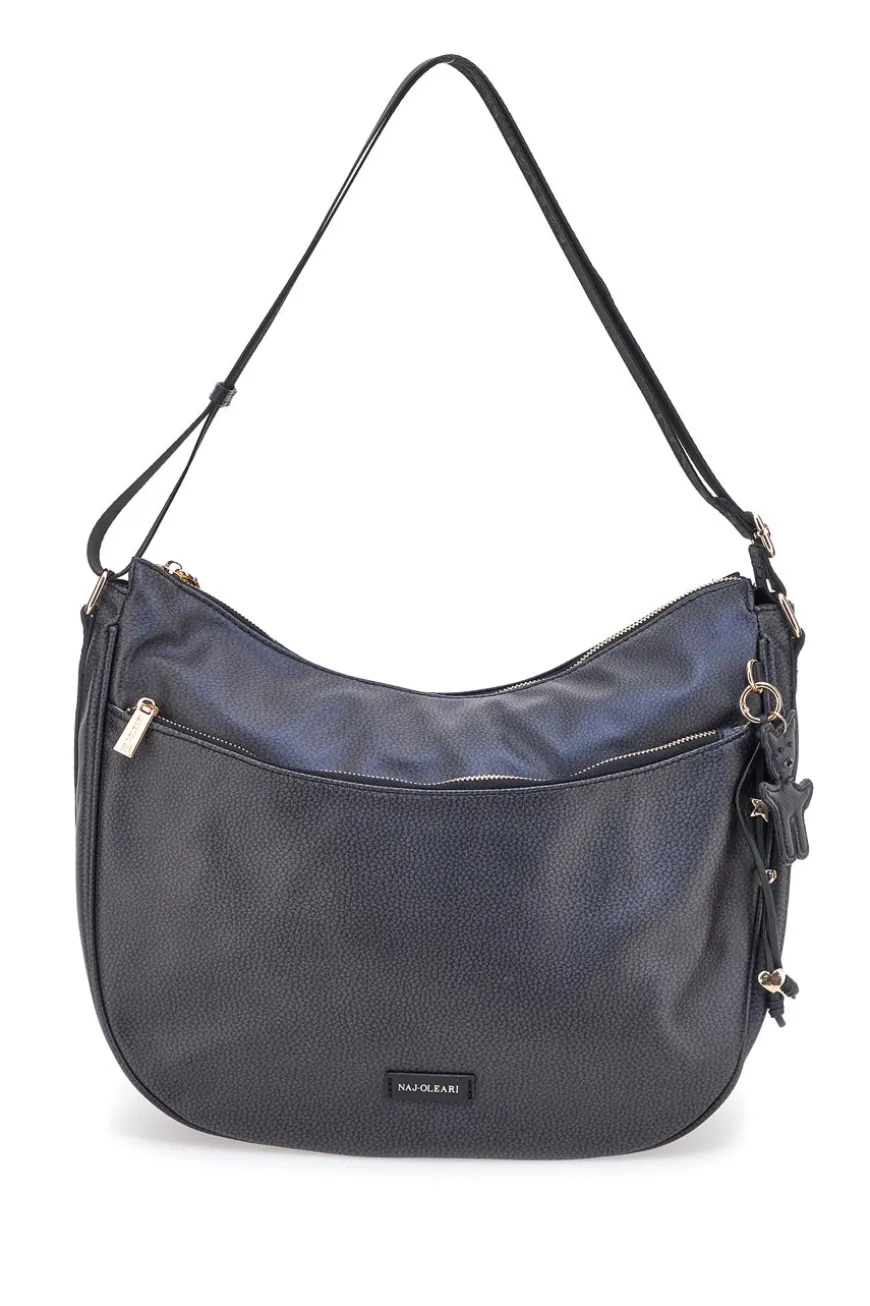 Borsa nera con charm e zip dorate Naj-Oleari 61329/BOBA13