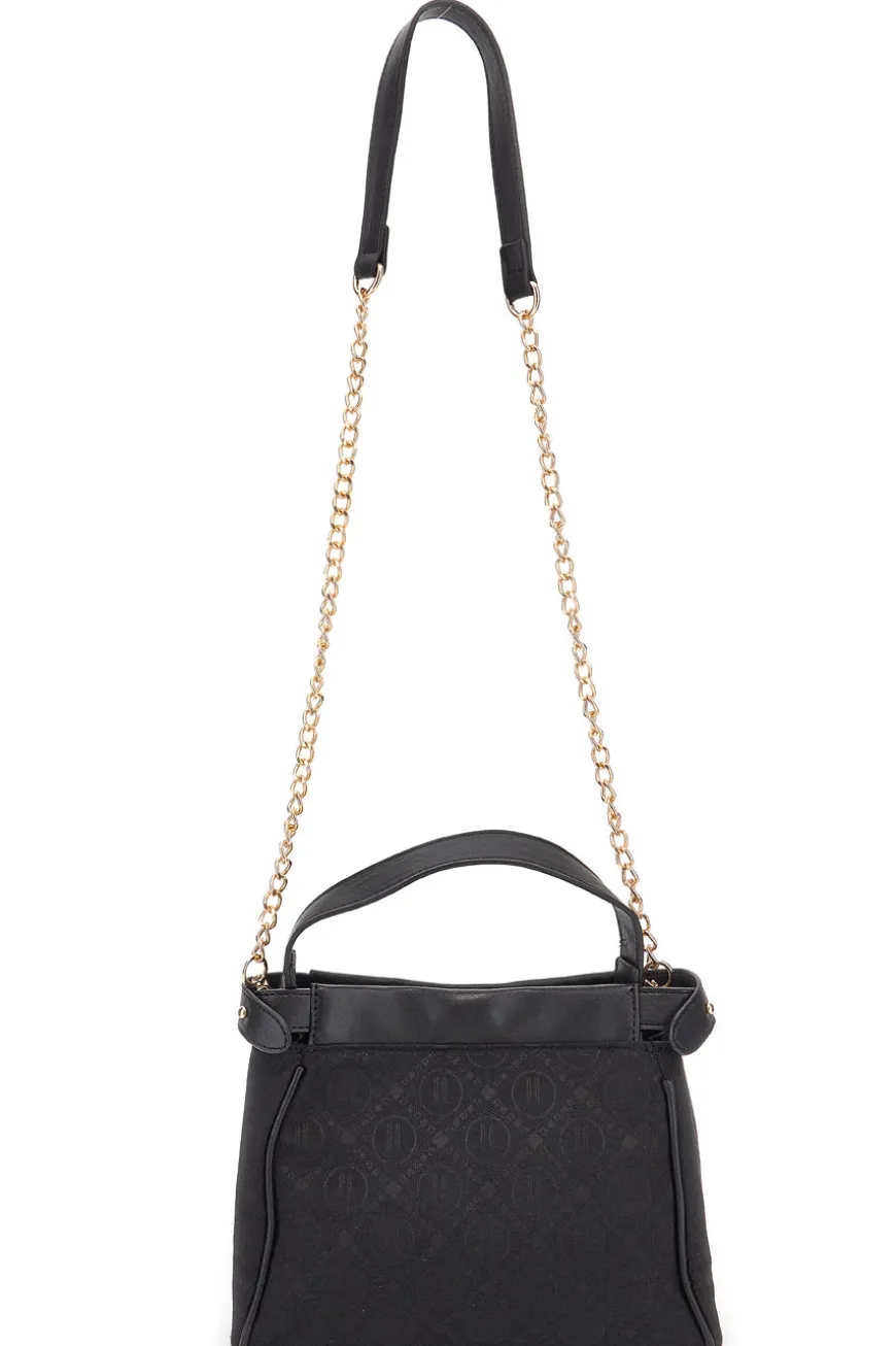 Borsa nera con tracolla con catenella Lancetti Seyla
