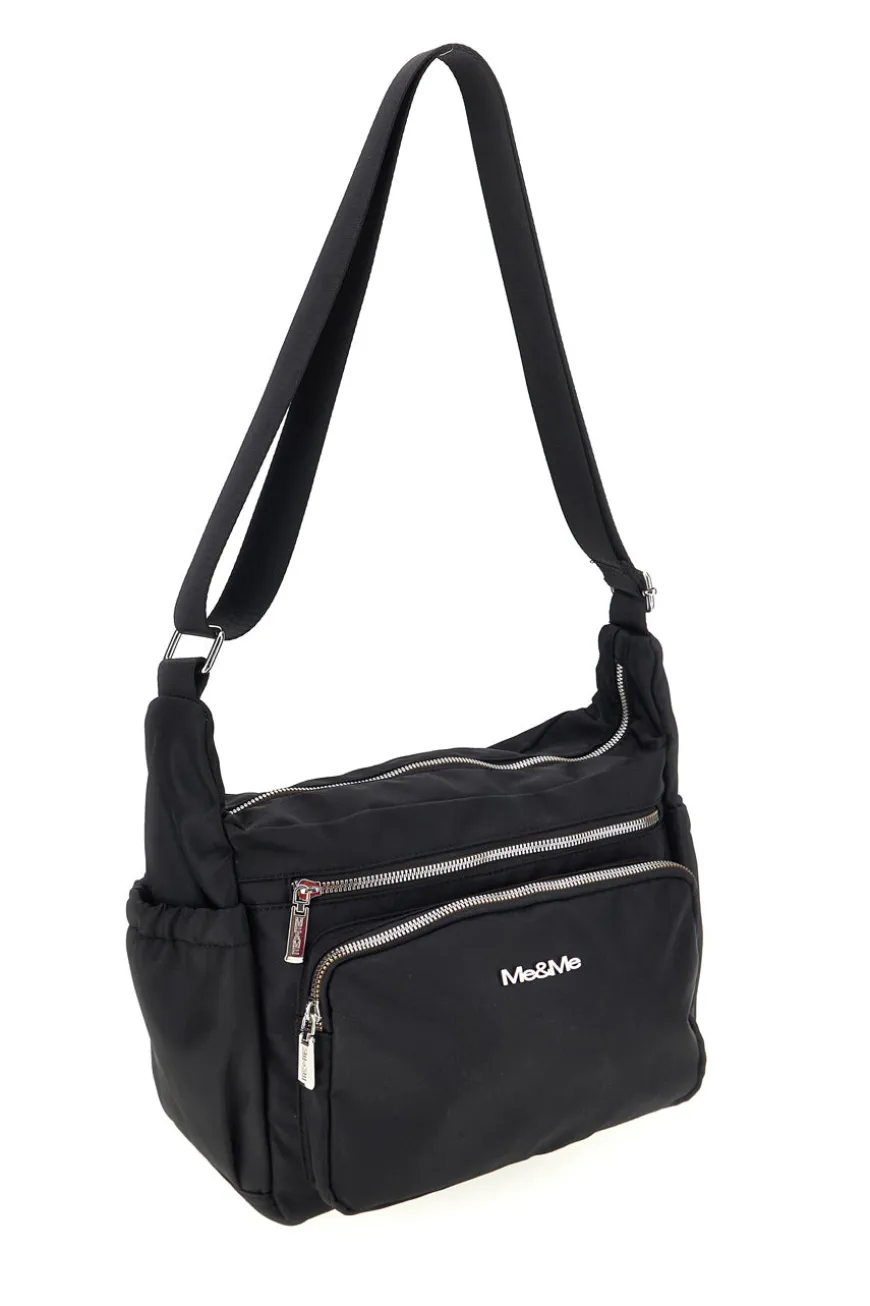 Borsa nera con zip multiple e tracolla regolabile Me & me spa 8059