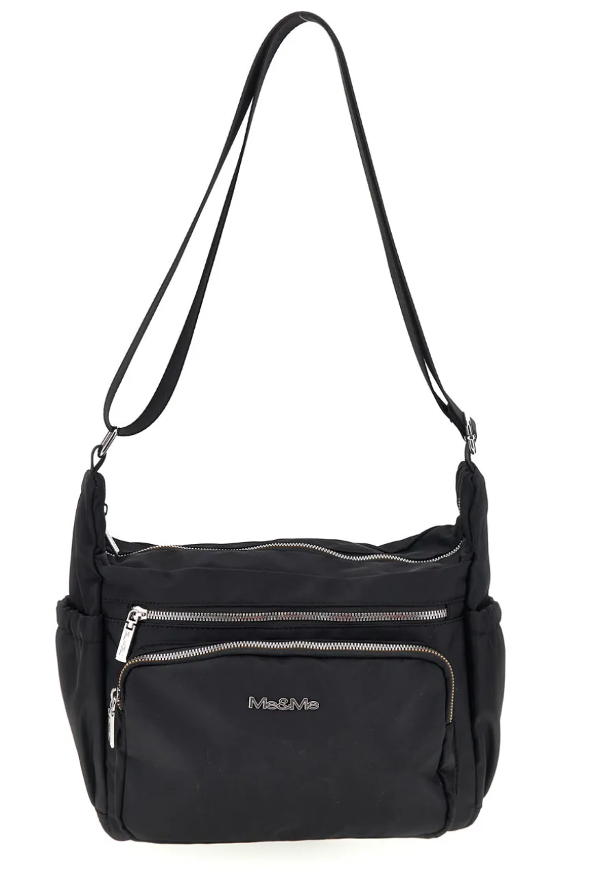 Borsa nera con zip multiple e tracolla regolabile Me & me spa 8059